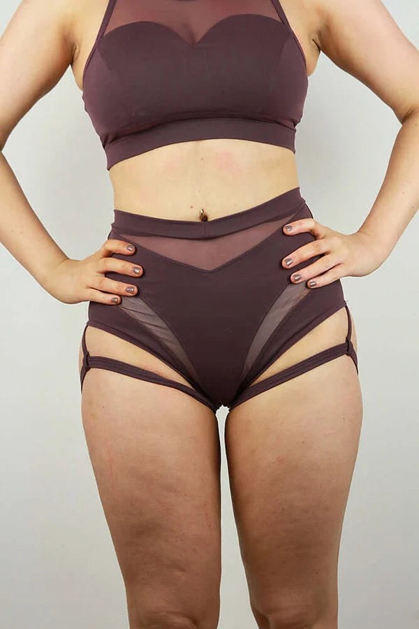 Carmen Super High Waist Garter Short - Mocha