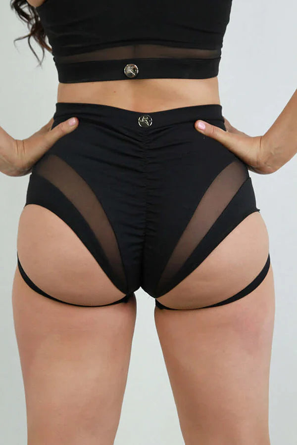 Carmen Super High Waist Garter Short - Black