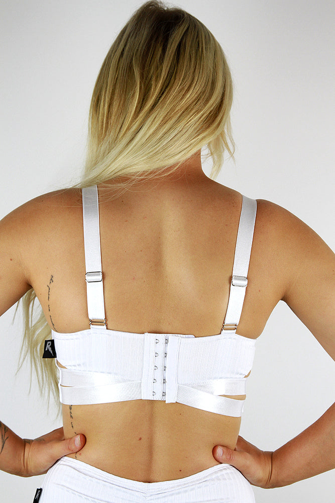Rarr Crystal Strappy Bra – White