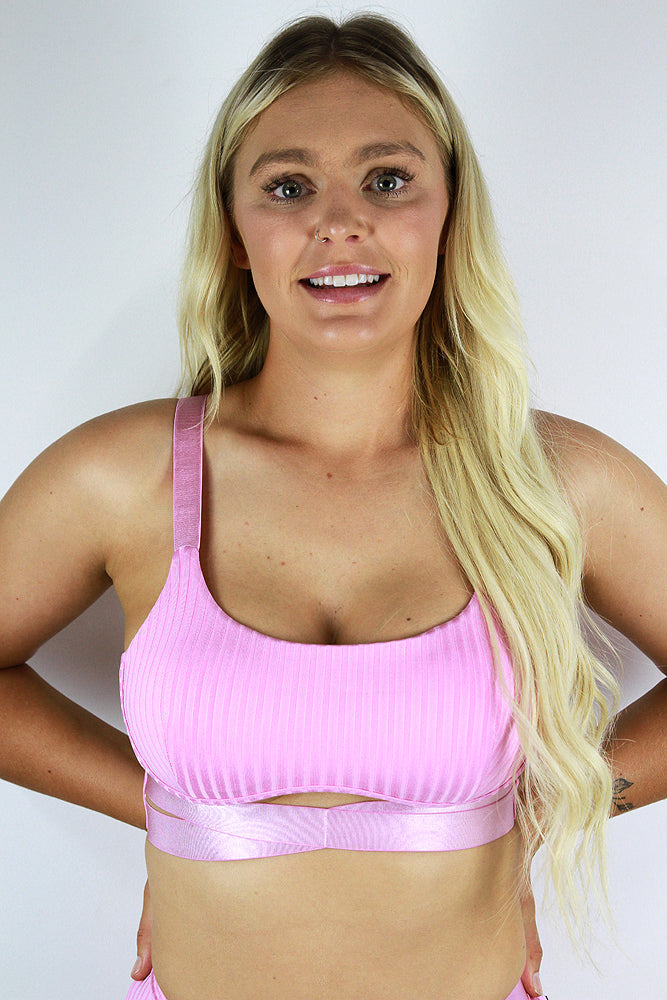 Rarr Crystal Strappy Bra – Pink