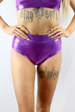 Rarr Mid Waisted Brazil Scrunchie Bum Shorts - Purple Sparkle