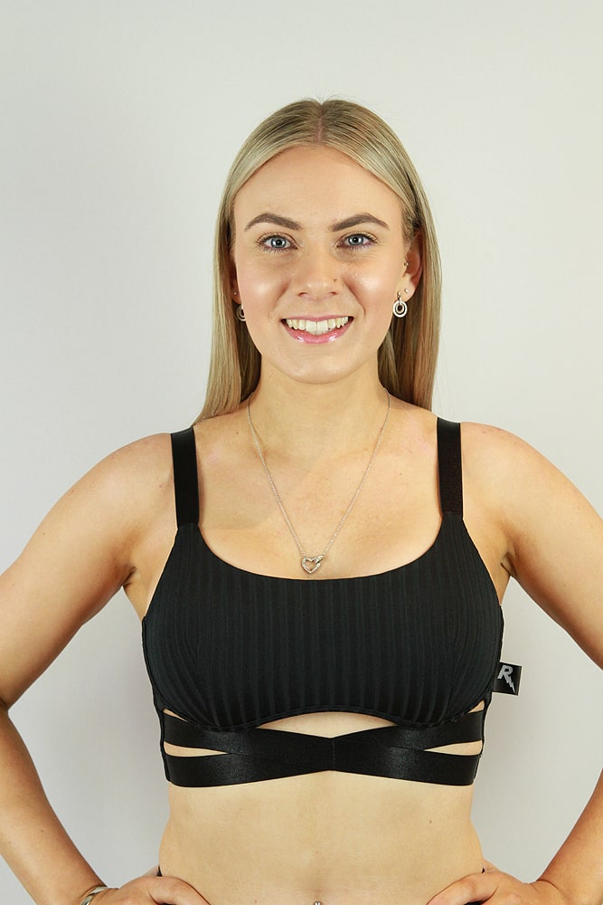 Rarr Crystal Strappy Bra – Black