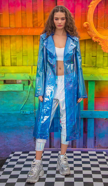 Rubberized Vinyl Trench Coat - Holo Prism FE240