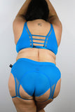 Rarr Felix Mid Waist Open Mesh Garter Short - Electric Blue