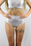 Rarr Mid Waisted Brazil Scrunchie Bum Shorts - Jade Sparkle