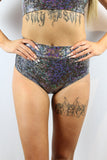 Rarr Mid Waisted Brazil Scrunch Bum Shorts - Silver Shattered