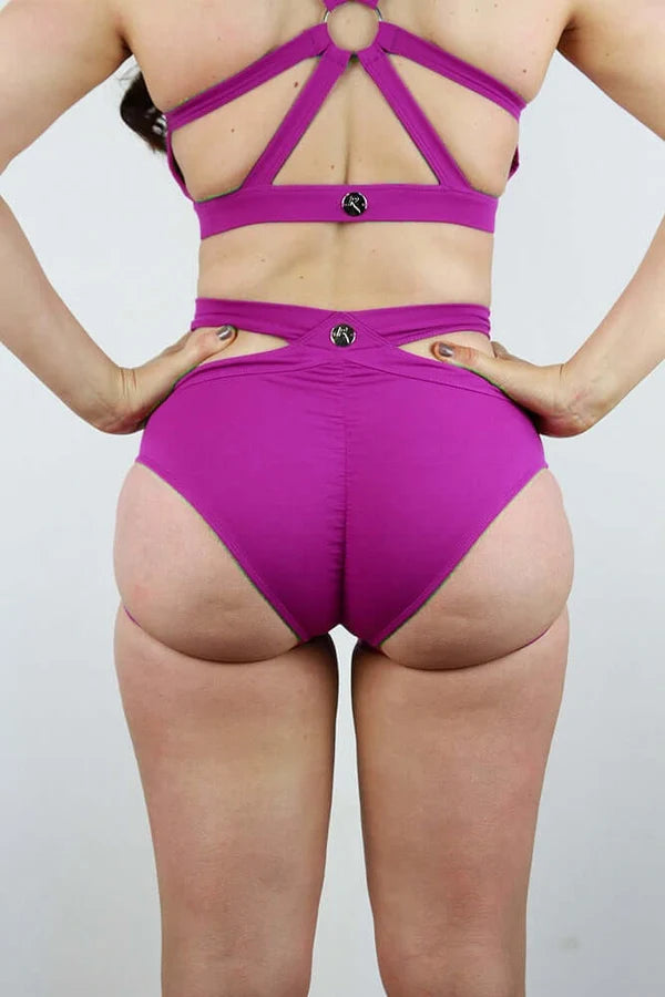 Izzy Mid Waist Garter Short - Purple