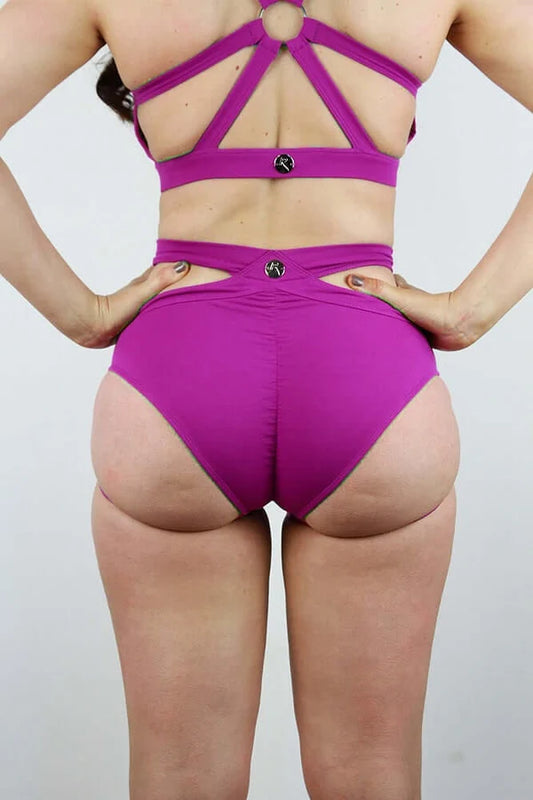 Izzy Mid Waist Garter Short - Purple