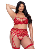 Rouge Bow 3-Piece Garter Short Set - LI637