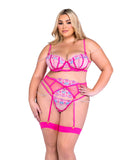 Sultry Siren 3-Piece Garter Bra Set - Pink LI695