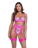 Sultry Siren 3-Piece Garter Bra Set - Pink LI695