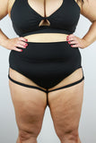 Rarr Matte Black Garter Super High Waisted Shorts