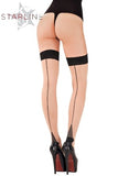 Starline Hosiery Nylon Spandex Sheer Back Seam Cuban Heel Thigh High Stockings SH016