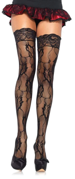 Romantic Rose Lace Thigh Highs with Lace Top 9215