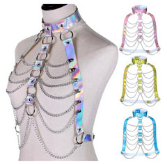 Holographic Chained Chest Harness