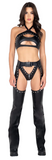 Studded Faux Leather Chaps - Black 3977