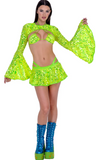 Sequin Bell Sleeve Shrug - Neon Yellow 6541