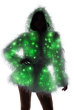 Light-Up Lurex Shag Hooded Cropped Jacket - White Lights FF298