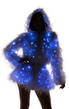 Light-Up Lurex Shag Hooded Cropped Jacket - White Lights FF298