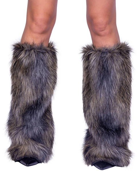 Pair of Faux Fur Wolf Leg Warmers - 6353