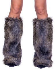 Pair of Faux Fur Wolf Leg Warmers - 6353