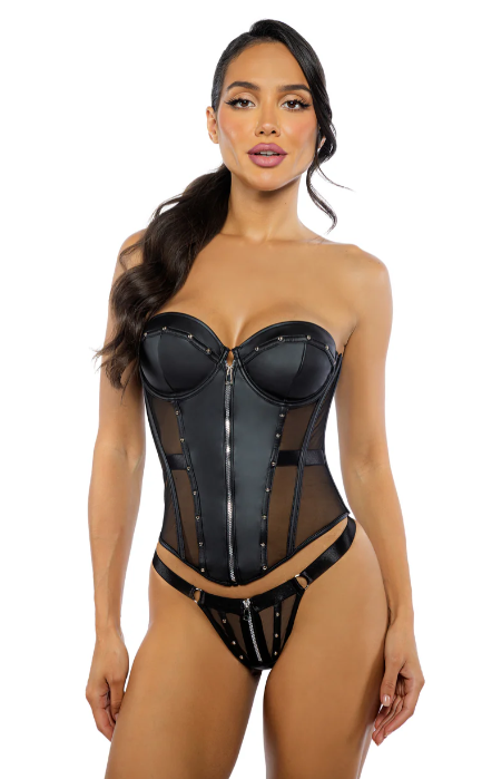Lust & Leather Corset 2 Piece - LI698