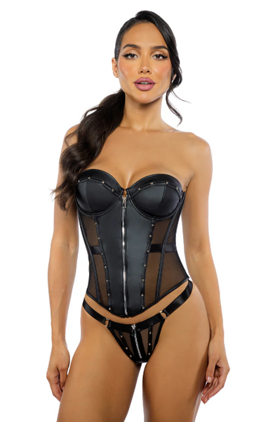 Lust & Leather Corset 2 Piece - Ll698