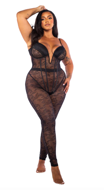 Belle Noir 3-Piece Catsuit - LI715