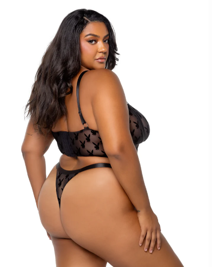 Playboy Bunny Charm Bralette 2PC Set - Black PBLI162