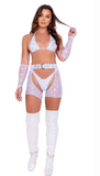 Mesh with Stars Print Chaps With Belt - 6083 Pink