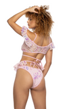 Sequin Lace Ruffle Wrap Bottoms - Pink JR129