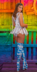 Pleated Vinyl Skirt - Clear Holographic FE243