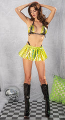 Pleated Vinyl Skirt - Yellow FE243