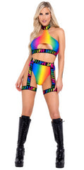 Pirde Rainbow Halter Neck Keyhole Top - 6138