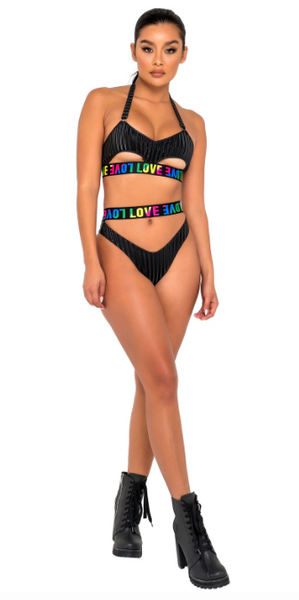 Pirde Rainbow High-Waisted Criss-Cross Shorts - 6147