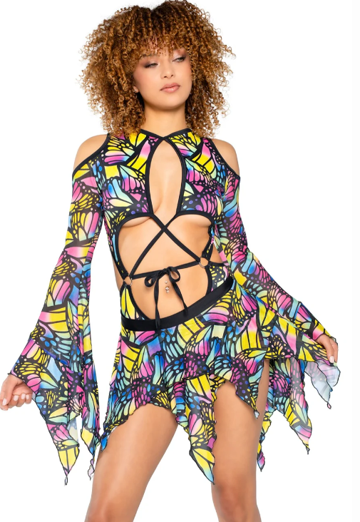 Spandex/Mesh Flow Bodysuit - JR160 Butterfly