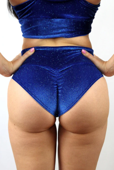 Rarr Velvet Sparkle Low Waist Booty Short - Blue