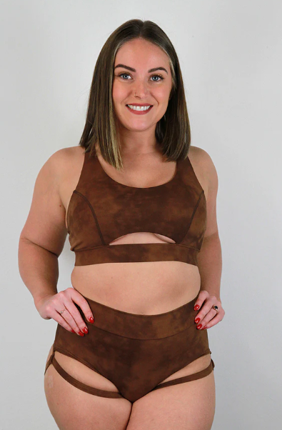 Rarr Garter Mid Brazil Scrunch Bum Shorts - Brown Marble