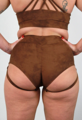 Rarr Garter Mid Brazil Scrunch Bum Shorts - Brown Marble
