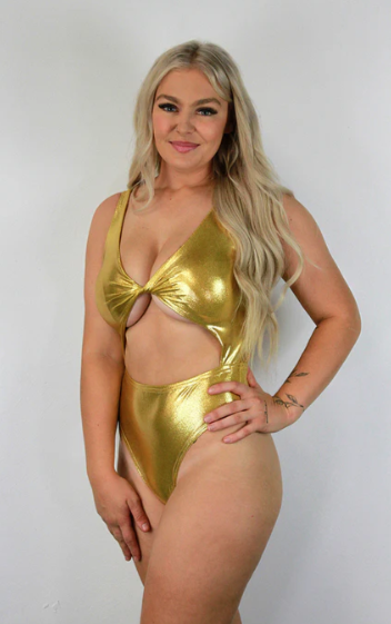 Rarr Yellow Sparkle Twisty Gold Bodysuit
