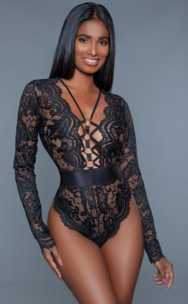 Ramona Long Sleeve Lace Sheer Bodysuit BW2013
