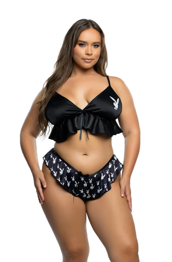 Playboy Flutter Bunny 2PCLounge Set - PBLI195 Black