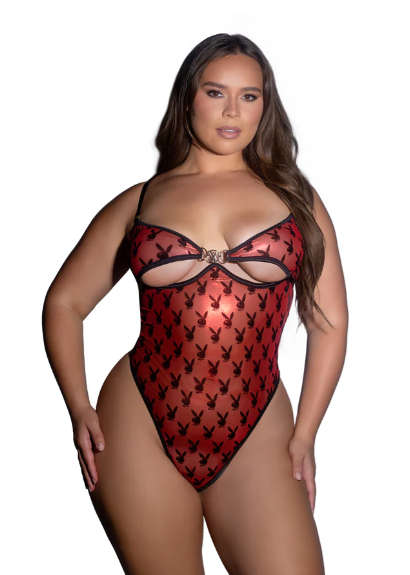 Playboy Shimmer Bunny Teddy - PBLI187 Red