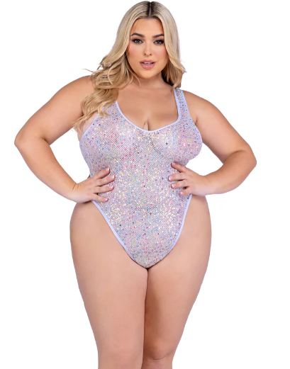 Sequin Fishnet Romper - Black 6432