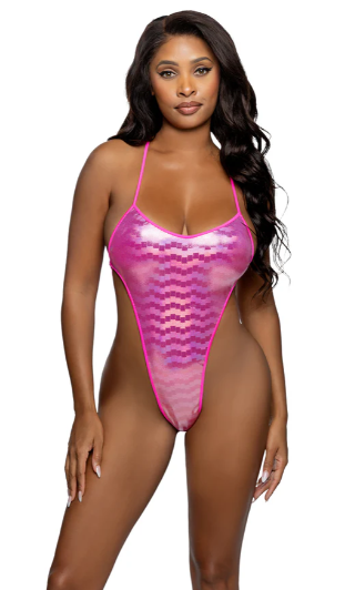 Shimmer String-Back Bodysuit - 4754 Pink