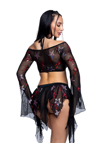 Sequin Butterfly Top & Skirt Set - JR262 Baby Blue