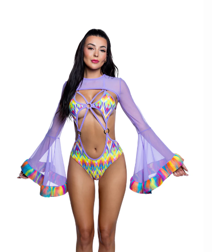 Faux Fur Trimmed Mesh Shrug - JR271