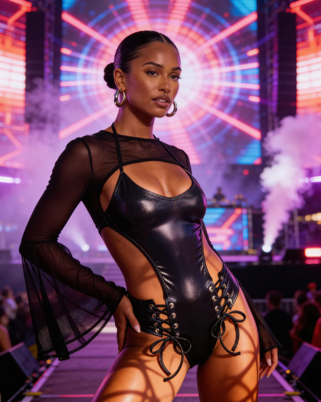 Lace-Up Bodysuit - JR285 Black