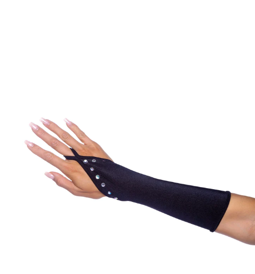 Bedazzled Gloves With Rhinestones - 6679 White