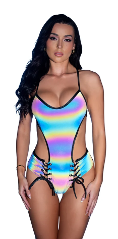 Reflective Lace-Up Bodysuit - JR288